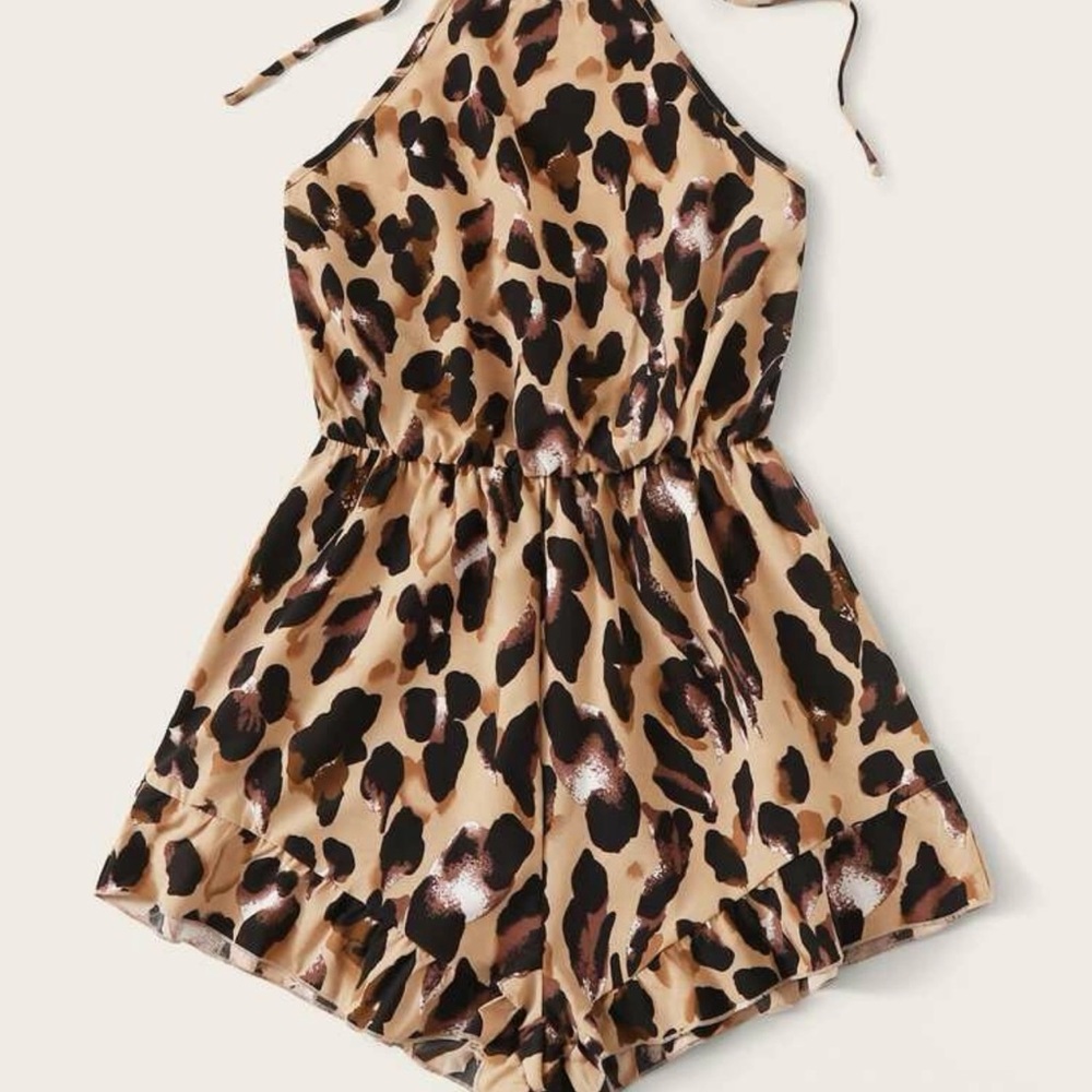 Leopard Print Halter Romper
